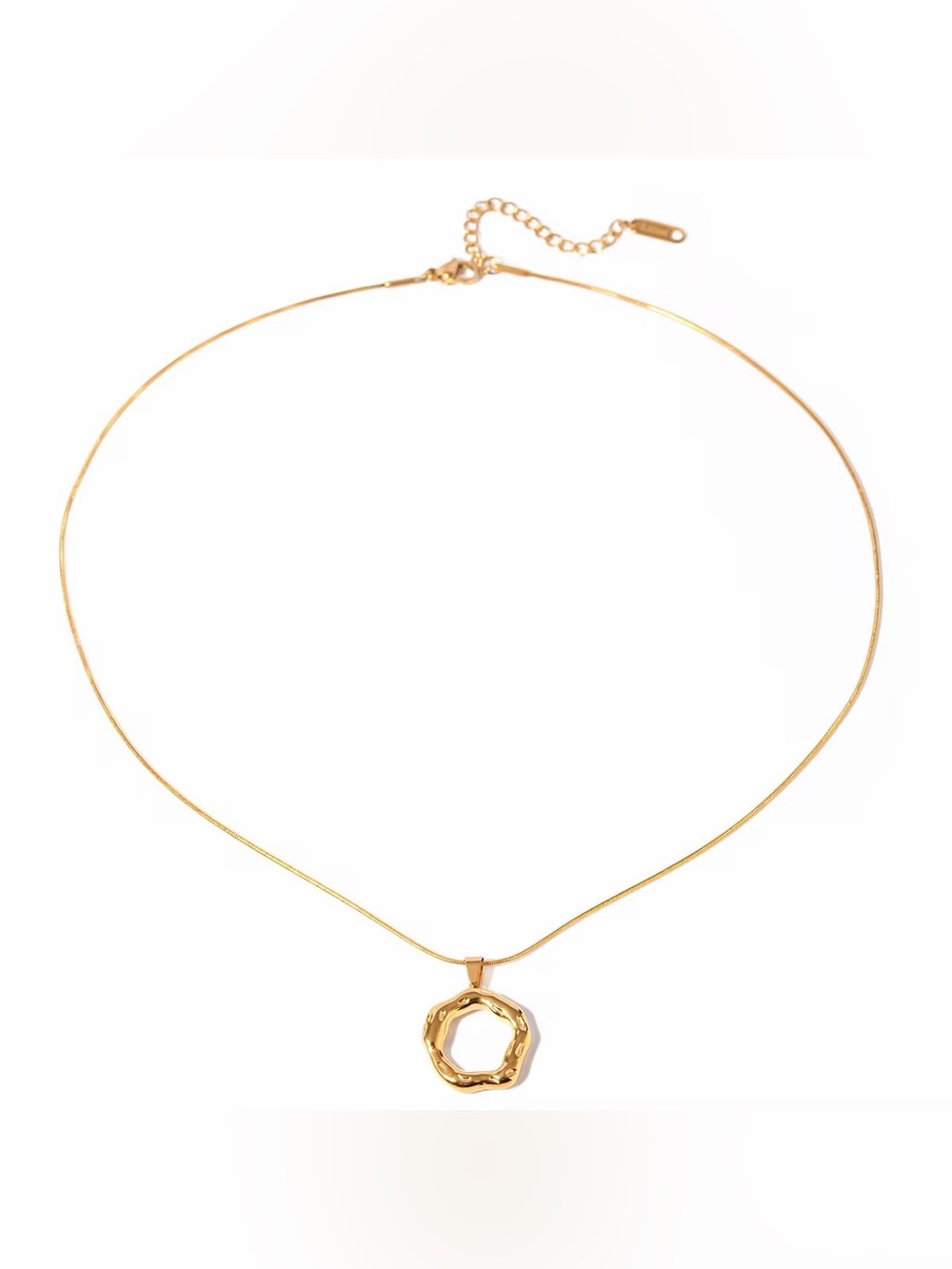 18K Gold Plated Circle Pendant Necklace - Picture 7 of 8